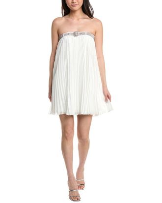 Tadashi Shoji Jemny Pleated Chiffon Trapeze Mini Dress