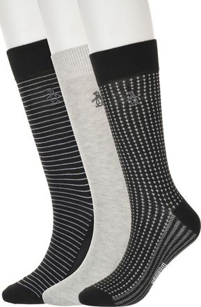 Original Penguin Birds Eye Assorted 3-Pack Crew Socks in Black at Nordstrom Rack