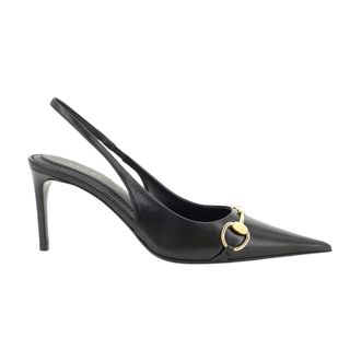 Gucci Schoenen, Dames, Zwart, 37 1/2 EU, Leer, Leren Pumps