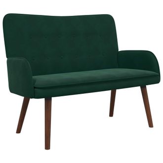 vidaXL Sof&aacute; De 2 Plazas Verde Oscuro 115 X 61 X 87 Cm Terciopelo Vidaxl