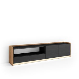 Skraut Home Mueble tv efecto madera negro y roble 207x37x50cm con led