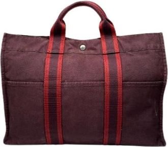 Herm&egrave;s Pre-owned Tote Bags, female, Purple, Size: ONE SIZE Pre-owned Cotton Tote Bag