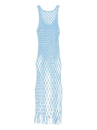 CHRISTOPHER ESBER open knit fringed dress - women - Viscose/Nylon - S - Blue