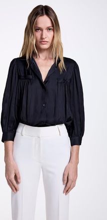 Smythe Shirred Pocket Blouse in Black at Nordstrom, Size X-Large