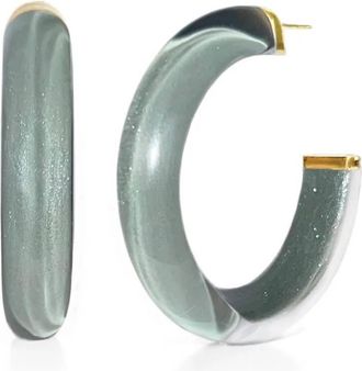Gold & Honey Womens Medium Illusion Lucite Hoop Earrings In Watercress