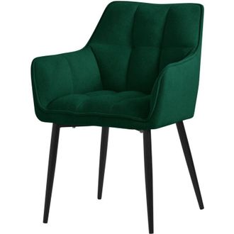 ML Design Sedia per Sala da Pranzo 63x57x90 cm Imbottitura in Spugna Verde Scuro con Schienale e Braccioli Telaio in Metallo Poltroncina Confortevole