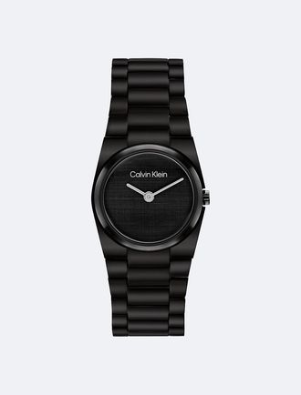 Calvin Klein Womens Textured Dial Link Bracelet Watch - Black - OS