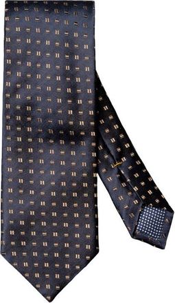 Eton Neat Geometric Pattern Silk Tie in Navy at Nordstrom