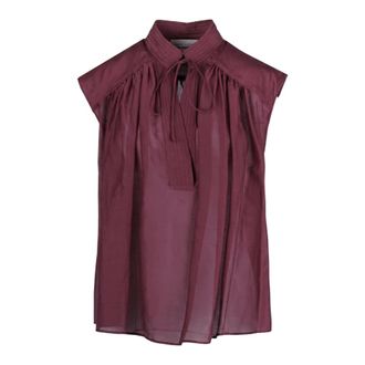 Semicouture Blouses, female, Red, Size: XS Blusa Racheal semi-trasparente