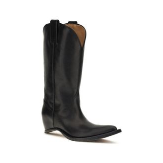 Maison Margiela Womens Black Calf Leather Bos Taurus Ankle Boots