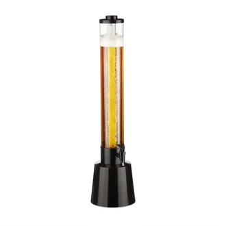Relaxdays Torre De Cerveza Alta Con Grifo, 3 L, Dispensador De Bebidas Con Enfriador, Beer Tower, Transparente Y Negro - Relaxdays