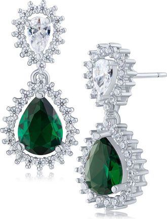 Kenneth Jay Lane Pear Cubic Zirconia Burst Drop Earrings in Green/Silver at Nordstrom Rack
