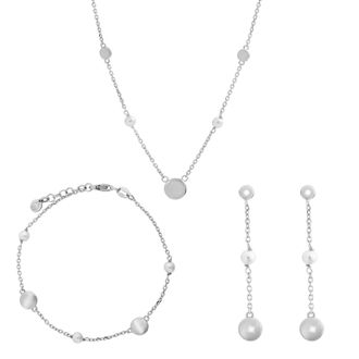 Orphelia Milena Dames 925 Sterling Zilveren Set: Ketting + Armband + Oorbellen - Zilver SET-7379