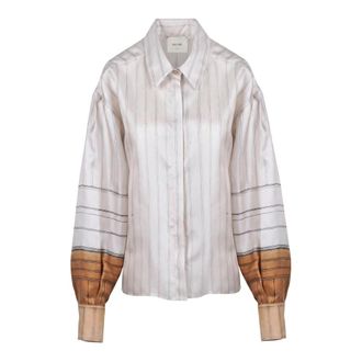 Alysi Shirts, female, Multicolor, Size: 2XS Striped Silk Shirt