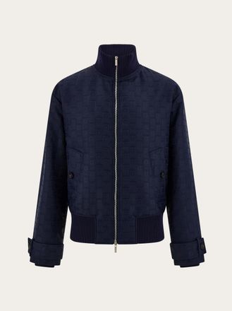 Ferragamo Men Blouson in Monogram nylon Blue