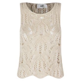 SOLOTRE Sleeveless Tops, female, Beige, Size: S Knit Top