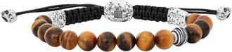 John Varvatos Mens Tigers Eye Beaded Slider Bracelet in Silver at Nordstrom