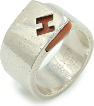 Herm&egrave;s Silver Orange Band Ring (Pre-Owned)