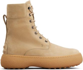 Tod's lace-up leather combat boots - women - Leather - 38.5 - Neutrals