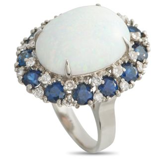 Luxury Bazaar 14K White Gold 0.45ct Diamond, Sapphire, and Opal Ring MF63-031726