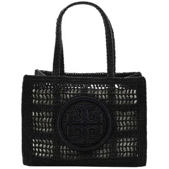 Tory Burch Black Small Hand-Crochete Ella Tote Bag