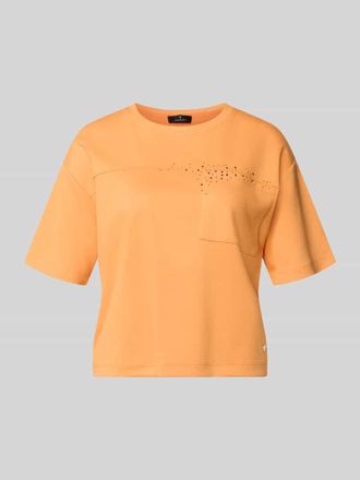 Monari T-Shirt mit Brusttasche und Strasssteinbesatz in Orange, Gr&ouml;&szlig;e 36