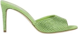 PARIS TEXAS Rhinestone Groene Velours Muiltjes met Hak - Dames - Muiltjes - Groen - 36 EU - Schoenen