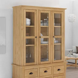 vidaXL Vidaxl Armadio Con Porte In Vetro Bodo Marrone Miele