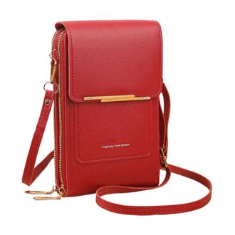 Generic Small Sling Purse, Touchscreen Pack Card Slot, PU Leather Phone Bag with Adjustable Strap, Compact Wallet with Transparent Touchscreen Window, Lightwe