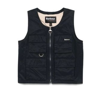 Barbour Vests, female, Blue, Size: XS Blue Sweater with Front Zip Fastening