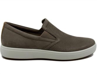 Ecco Mens Soft 7 Slip On Shoe In Taupe/taupe/lion