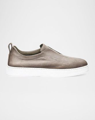 Santoni Men & apos;s Victory Logo Suede Slip-On Sneakers