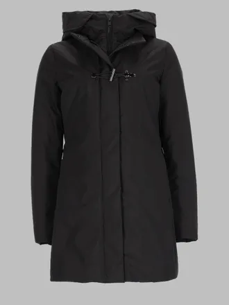 Fay Hooded Polyester Parka Coat - Black