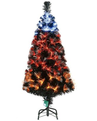 National Tree Company 4 ft. Black Fiber Optic Tree with Candy Corn Color