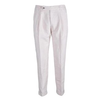 Berwich Lyocell Linnen Broek - Heren - Slim Fit Broeken - Wit - M - Linnen - Broeken
