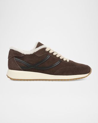 Vince Santa Monica Shearling-Lined Suede Sneakers
