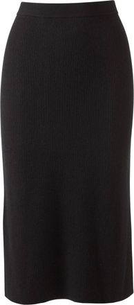 Kinross Cashmere Womens Rib Midi Skirt In Black