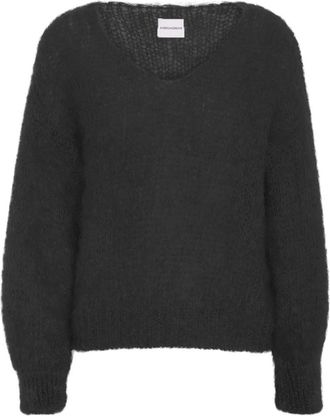 Americandreams Milana LS Mohair Knit - Dames - V-hals truien - Zwart - XL - Wol - Truien & Vesten