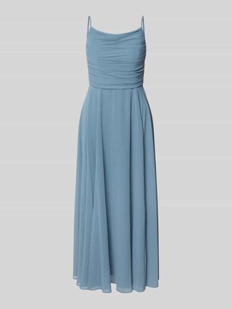Jake*s Cocktailkleid mit Drapierungen und Spaghettitr&auml;gern in Rauchblau, Gr&ouml;&szlig;e 36