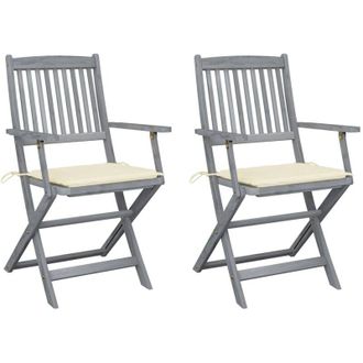 vidaXL Sedie da Giardino Pieghevoli 2pz con Cuscini in Massello Acacia vidaXL