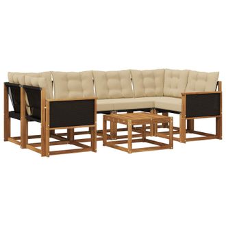 vidaXL Conjunto De Sof&aacute;s De Exterior Con Coj&iacute;n 7 Pcs Natural Y Beige Vidaxl