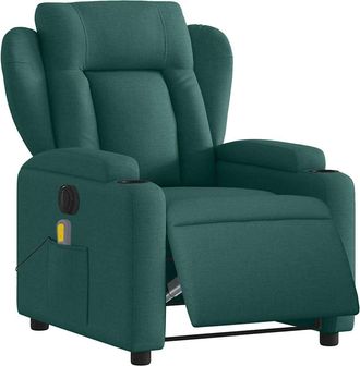 vidaXL Vidaxl - Sill&oacute;n Reclinable De Masaje El&eacute;ctrico Tela Verde Oscuro