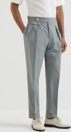 Brunello Cucinelli Trousers with double pleats and tabs in Grey at Nordstrom, Size 58 It