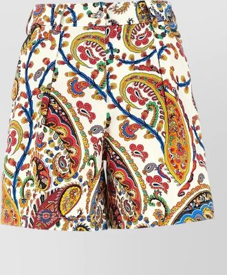 Etro high waist paisley silk blend shorts