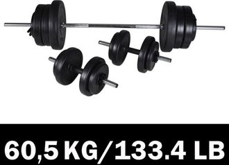 vidaXL Set Bilanciere e 2 Manubri 60,5 kg - Vidaxl