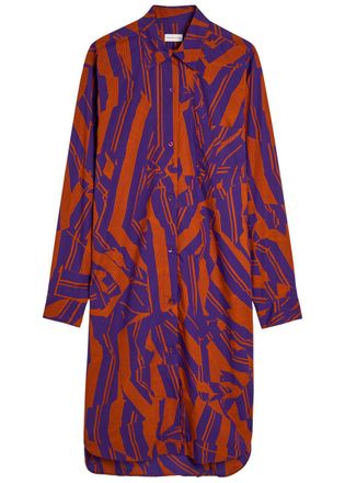 Dries Van Noten Dayley Printed Cotton-poplin Midi Shirt Dress - Orange - S (UK8-10 / S)