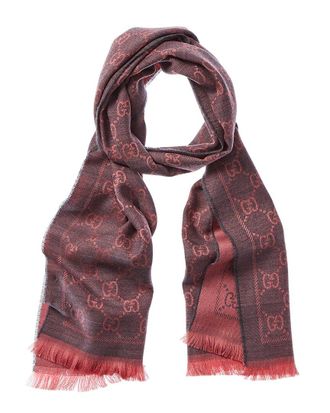 Gucci Gg Jacquard Pattern Wool Scarf