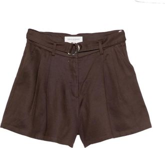 Ermanno Scervino Belted Pleated Shorts - Dames - Bermuda - Bruin - S - Leer - Korte Broeken