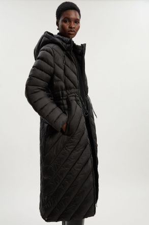 Karen Millen Womens Lightweight Knee Length Packable Coat - Black Nylon - Size 6 UK