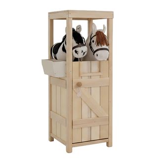 Relaxdays Relaxdays Hobby Horse Stall, Para 2 Caballitos De Palo, Establo Con Comedero, Hbt: 97 X 35 X 25 Cm, Madera, Natural
